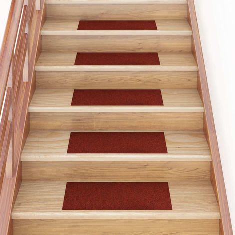 Tapis d'escalier autocollants antidérapants 15 pièces rouge bordeaux 60 x 25 cm - PANGIVO (1/5)