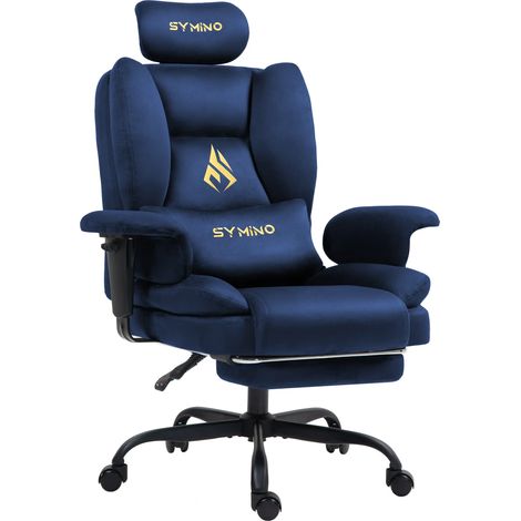 Symino Chaise Gaming Fauteuil Gaming avec Repose-Pieds - Siège en Imitation Daim Noir - Réglable Hauteur et Accoudoirs - Capacité 133kg
