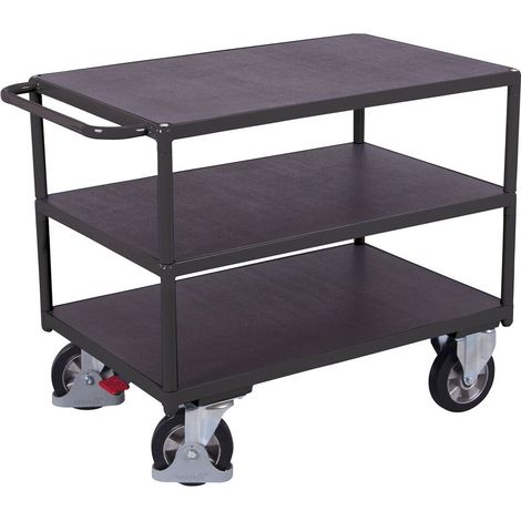 VARIOfit Schwerlast Tischwagen mit Schiebegriff und 3 Ladeflächen 995x700mm Anthrazitgrau RAL 7016