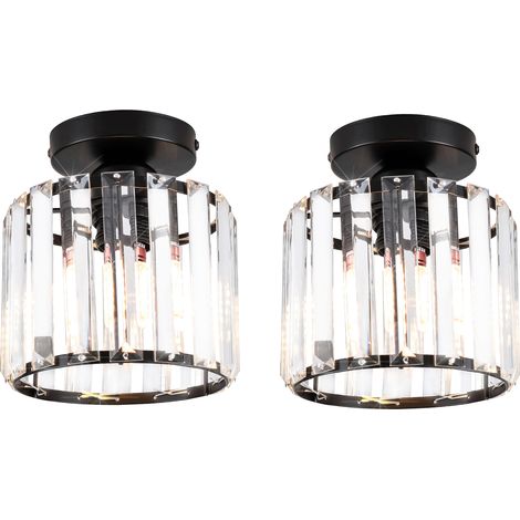 Plafón Redonda Moderna de Vidrio, Diámetro 15 cm, E27, Negro, Fácil de Instalar 2PCS (1/5)