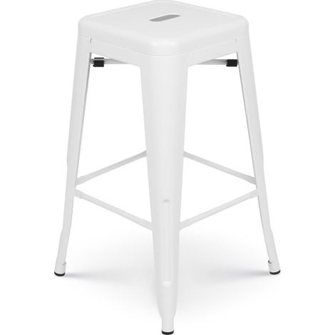 Sgabello da bar in metallo bianco opaco in stile industriale - Altezza 66 cm