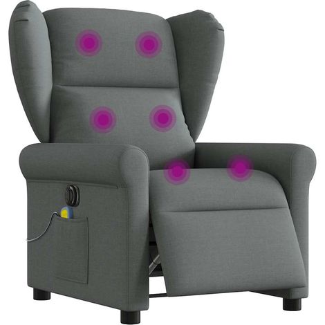 Sillón reclinable de masaje eléctrico tela gris oscuro