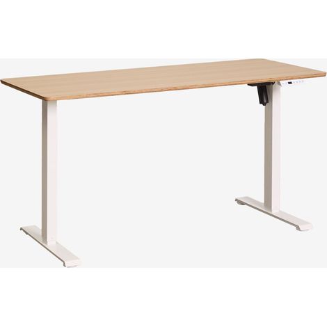 SKLUM Elektrisch höhenverstellbarer rechteckiger Schreibtisch mit Speicherfunktion aus Holz und Eisen Serpi &x2194&xFE0E 140 cm Braun Eiche