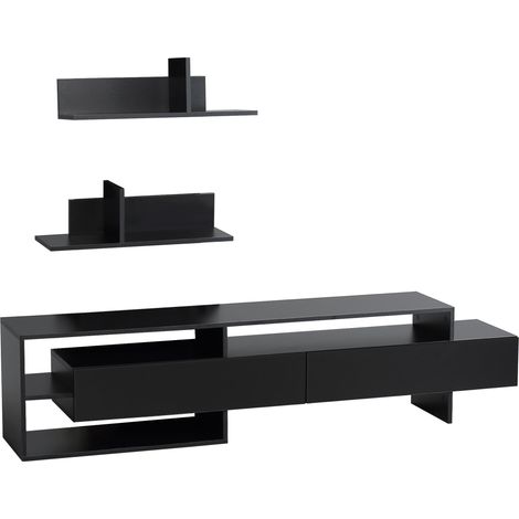 Mobile Porta TV con 2 Mensole 180x33,5x42 cm in Legno Nero (1/5)