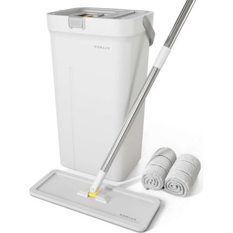 Newlux Mopa Fregona Blanco Twin V120 Doble depósito y 2 mopas Microfibra