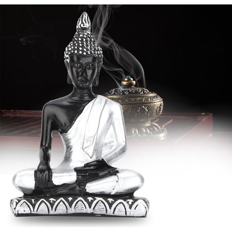 Statue de Bouddha en Résine pour Jardin Zen - Décoration Extérieure Asiatique Argentée (1/5)