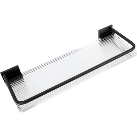 30 cm Wandregal für Badezimmer, Handtuchhalter aus Aluminium und Acryl, schwarz (1/5)