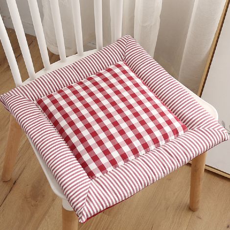Coussin d'assise/de sol respirant en coton-lin pour un galbe harmonieux des hanches, idéal pour la maison, le bureau et les chaises de salle à manger - rouge - (1/4)