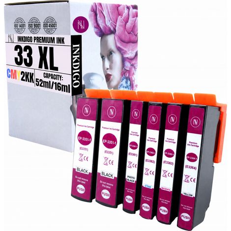 Inchiostro Inkdigo T3351-T3364 compatibile con Epson Expression Premium XP-530, certificato TÜV. (1/5)