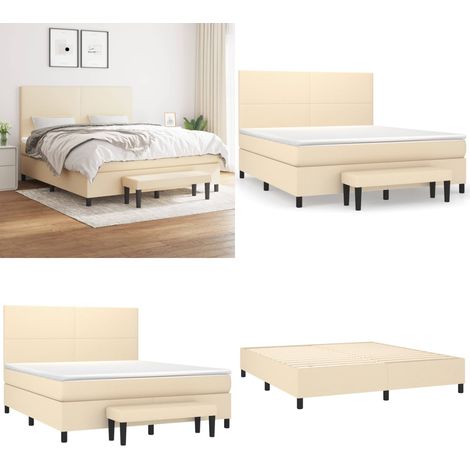 Boxspringbett mit Matratze Creme 180x200 cm Stoff - Boxspringbett - Doppelbett - Cremefarbenes Bett - Bettsofa - Schlafsystem - Home & Living (1/5)