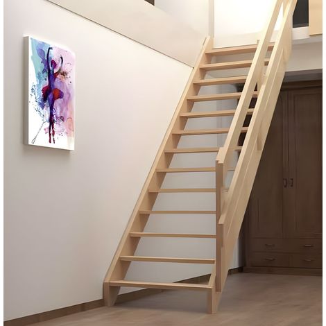 HandyStairs „Rustic60“ gerade Treppe – 60 cm breit – Höhe 280 cm – 13 Stufen aus Kiefernholz (30 mm) (1/4)