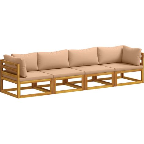 vidaXL Sofa Set 4 pcs Natural Solid Acacia Wood