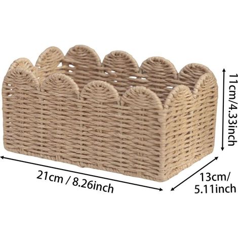 Panier de rangement tressé, organisateur d'objets divers, panier en cordelette, boîte de rangement de bureau pour étagère, 21 x 13 x 11 cm (1/5)