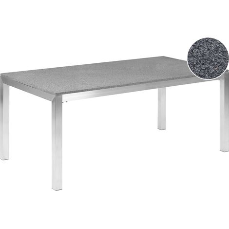 Garden Dining Table GROSSETO 180 cm 90 cm Polished Granite Grey (1/5)