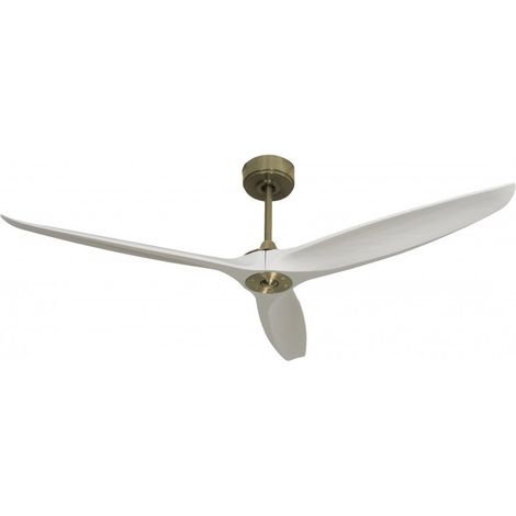 Bolt, Ventilateur déstratificateur d'air, moteur laiton pales bois blanc 166 Cm, 100 % efficace été/hivers, sans lampe