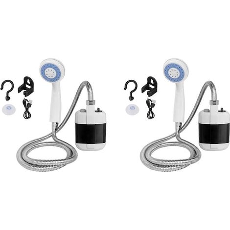Deux douches portables pour camping-car, douches électriques portatives d'extérieur, batteries rechargeables de 2200 mAh, adaptées au camping et autres activités de plein air. (1/5)