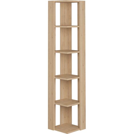 Etagère d'angle avec 5 espaces. Couleur Safir. (Hauteur 161 cm/Largeur 34 cm/Profondeur 34 cm)