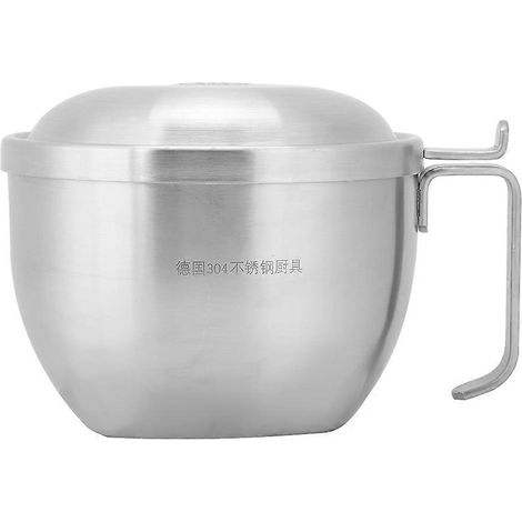 Edelstahlschüssel für Suppe und Instantnudeln, Lebensmittelbehälter mit Deckel und Griff, ideal für Zuhause und Studentenzimmer, 1 Stück. (1/5)