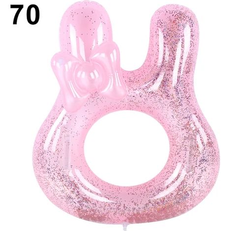 Bouée lapin rose à paillettes, mignonne, dans un cercle flottant, pour filles, bébés et enfants, 70 cm. (1/2)