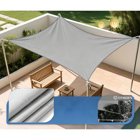 Voile d'ombrage d'extérieur, Tissu d'auvent étanche, Accessoires d'ombrage — Idéal pour balcons et abris de voiture (Beige, 4x4 m)