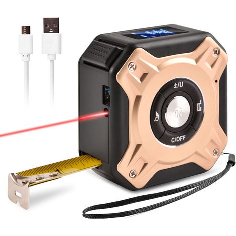 Décamètre Laser 40m Professionnel avec Ruban Métallique 5m Intégré, Mesure Distance Surface Volume, Boîtier Aluminium, Unités Métrique/Impérial, pour BTP Bricolage (1/5)
