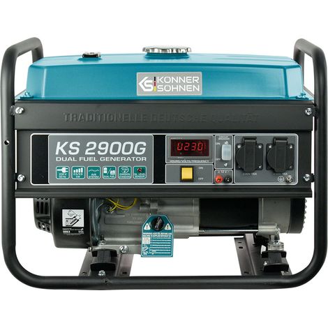 Könner & Söhnen KS 2900G Generador de combustible dual (gas/gasolina), 2,9 kW, motor fiable K&S, arranque manual, protección contra sobrecarga, ideal para el hogar, camping y pequeñas emergencias