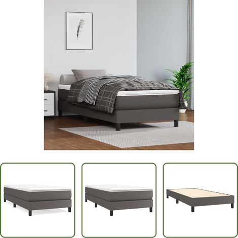 Kunstlederbett - Boxspringbettgestell Grau 90x200 cm Kunstleder (1/5)