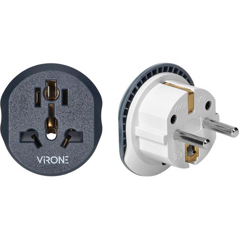 Virone, Reiseadapter TA-5 - Weiß-Graphit - Kompakt - Universell einsetzbar - Ideal für Europa (1/5)