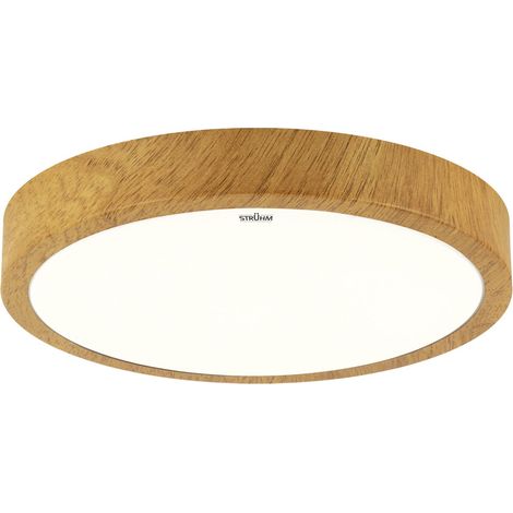 LED Deckenlampe Metall Ø 48 cm rund IP44 Holz (Eiche) neutralweiß 4100 K 2520 lm Deckenleuchte