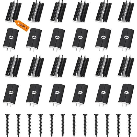 Black Plastic Wood Flooring T-Clips for Decking Boards mm Spacing Hidden Spacers with Screws WPC/BPC Boards Composite Boards