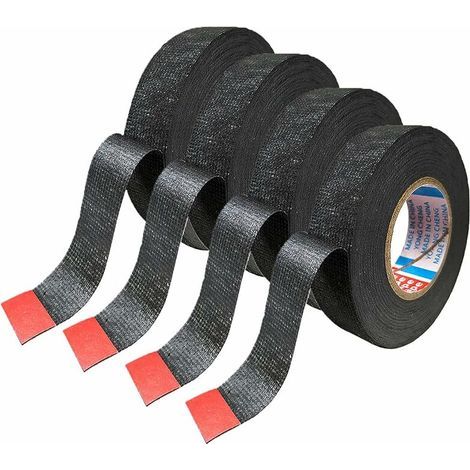 Electrician's tape, Cable harness tape, Heat-resistant harness tape, Industrial fabric tape, Cable harness, 4 rolls (19 mm x 15 m) (1/5)