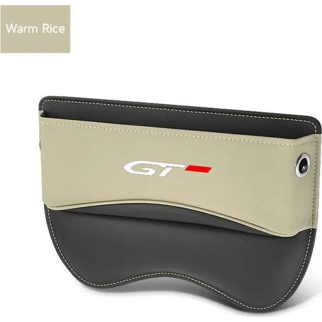 1 Boîte de rangement en cuir, beige, pour espace entre sièges, compatible Peugeot 206/208/306/307/308/2008/3008 (1/5)
