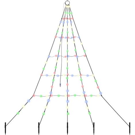 Sapin de Noël LED avec insert de sol, multicolore, 182 cm, en métal. (1/5)