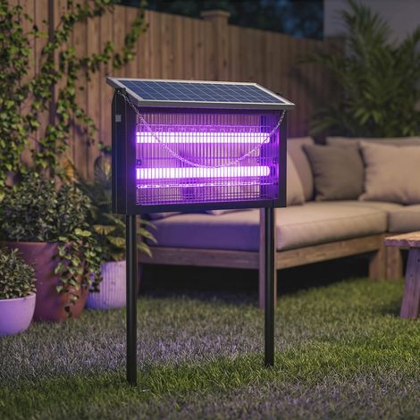 Lampe anti-moustiques solaire d'extérieur avec filet de protection, 45 x 18 x 90 cm, noire (1/5)