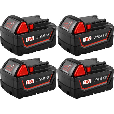 4X 18V 5.0Ah Ersatzakku für Milwaukee M18B5 XC Lithium Akku Ersatz für Milwaukee 48-11-1860 48-11-1852 48-11-1850 48-11-1840 48-11-1820 Akkupack Wiederaufladbar Batterie (1/5)