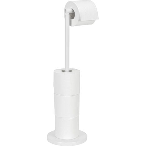 Support Papier Toilette 2en1, Porte Papier Toilette et Dérouleur Papier Toilette, Acier INOX Blanc, 21x55x17 cm (1/5)