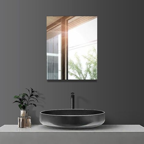 Bathroom Mirror 40 x 50 cm, Organic Rectangular Adhesive Wall Mirror Sticker for Bathroom, Living Room, Bedroom, Home Entrance (1/5)