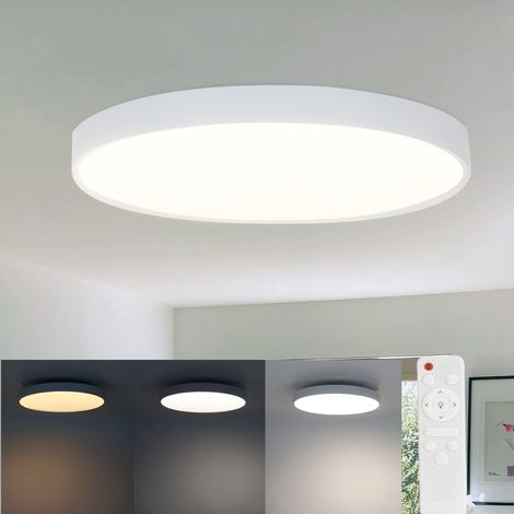 ZMH Plafonnier LED à intensité variable Salon - Salle de bain ronde avec télécommande 30W IP44 étanche Lampe de cuisine plate pour chambre cou
