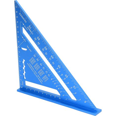 Équerre de menuisier en alliage d'aluminium, peinture électrophorétique, échelle transparente, équerre de charpentier bleue (1/5)