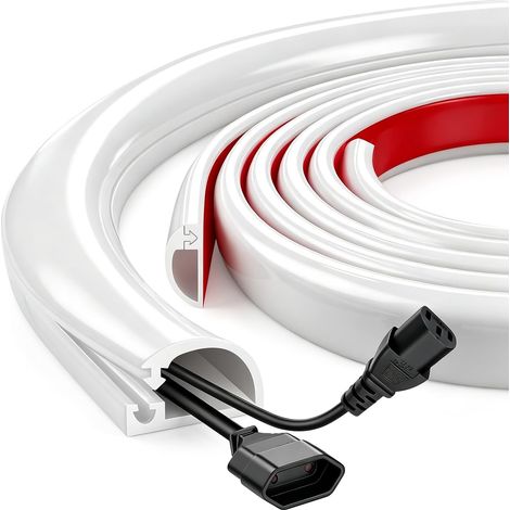 Mini goulotte de câble autocollante en silicone flexible semi-circulaire - Blanc - Goulotte de câble murale - 3 m (1/5)