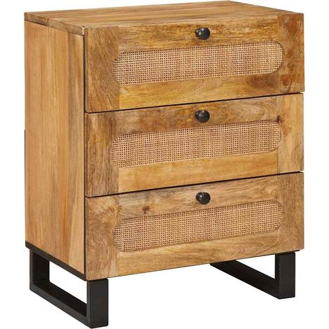 Nachttisch Natur 50 x 33 x 62 cm Massivholz Mango