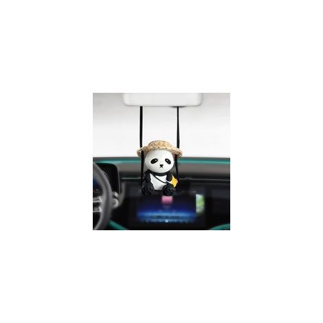 Ornements de voiture, rétroviseur intérieur, ornements de rétroviseur, chapeau de paille, ornements intérieurs de voiture panda, rétroviseur de voiture, pendentifs de jardinage (1/5)