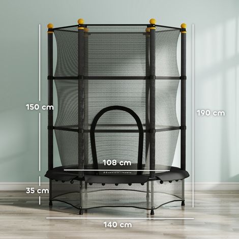Trampoline tout-petit 1,4m intérieur extérieur, filet sécurité sans ressorts, pour enfants 3-6 ans noir (1/4)