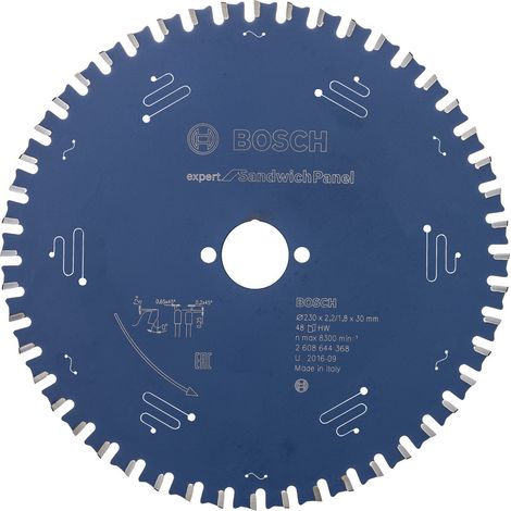Bosch – Lame de scie circulaire 230mm – Alésage 30mm – Épaisseur 2,2mm – 48 dents Microteq pour panneaux sandwich – 2608644368