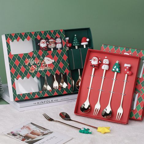 Cuillère - Fourchette De Table - En Acier Inoxydable - Pour Fêtes De Fin D'Année - Lot De 2 Pièces (1/5)