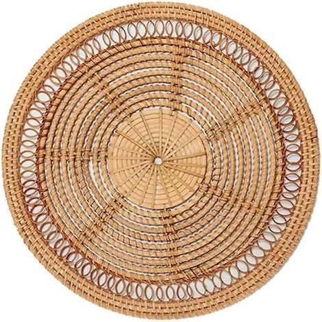Panier décoratif en rotin tressé, style bohème naturel, à suspendre au mur. (1/5)