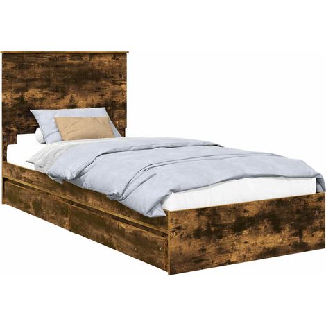 Maison Exclusive - Letto con Contenitore Rovere fumé 90 x 200 cm Legno multistrato