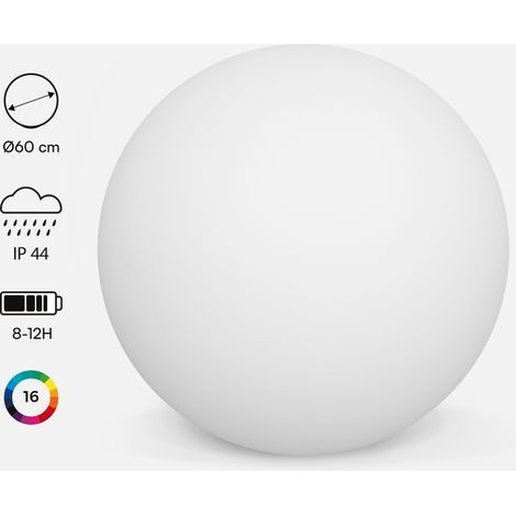 Bola luminosa LED inalámbrica, interior/exterior, 16 colores