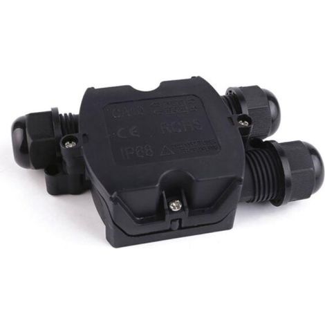 Silamp – Connecteur étanche 1 entrée 2 sorties IP68 noir – Protection maximale pour milieu humide – Tension 450V – Accessoires éclairage extérieur (1/3)