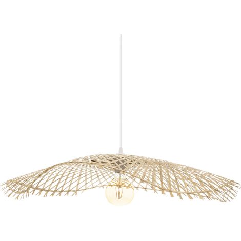 Atmosphera – Suspension en bambou D75 – Abat-jour tressé pour ambiance chaleureuse – Longueur câble 100 cm – Douille E27 pour ampoule